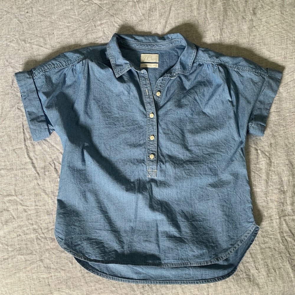 JCrew Oversized Chambray Denim Button Up